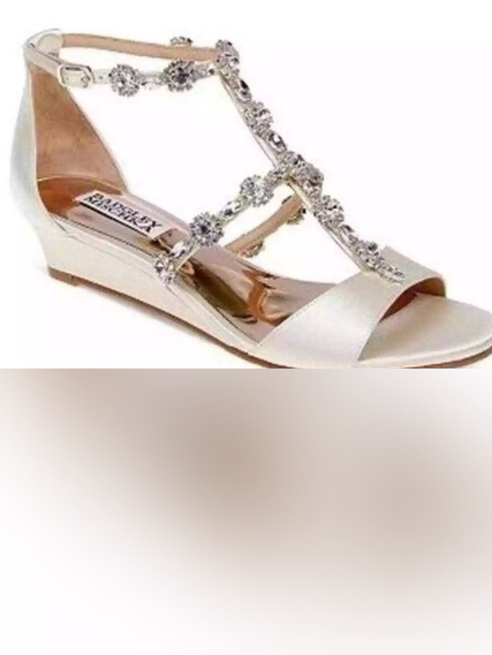 Badgley Mischka Silver Crystal T-Strap Sandal